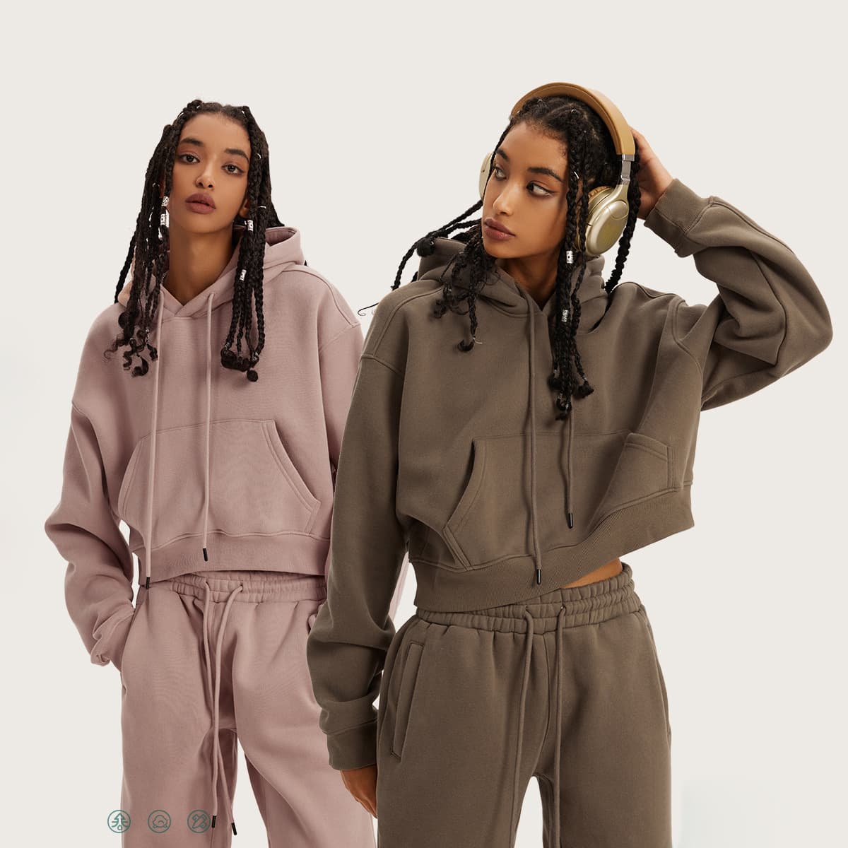 Heavy weight Fleece 345Gsm Cropped Hoodie thumbnail 3