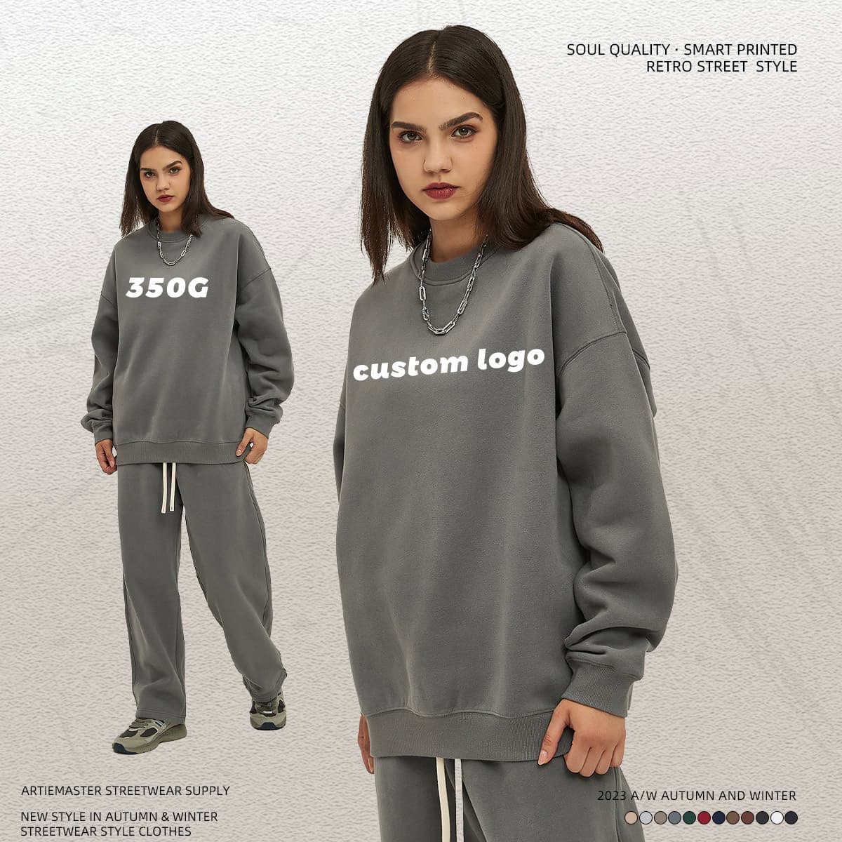 Oversized 350Gsm Cotton Fleece Sweatshirt thumbnail 3