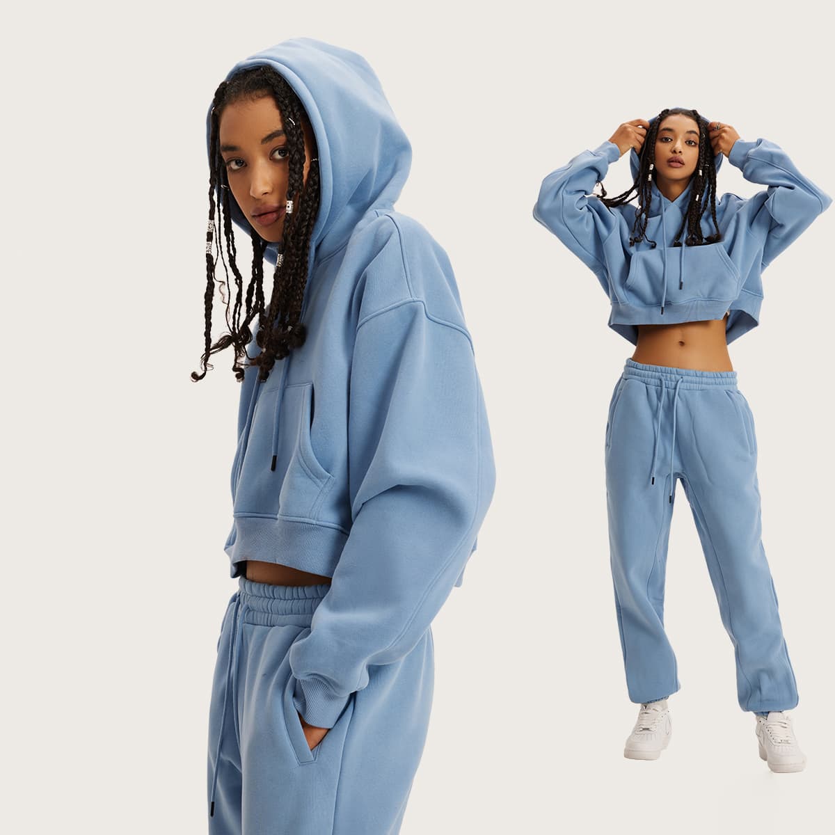 Heavy weight Fleece 345Gsm Cropped Hoodie thumbnail 4