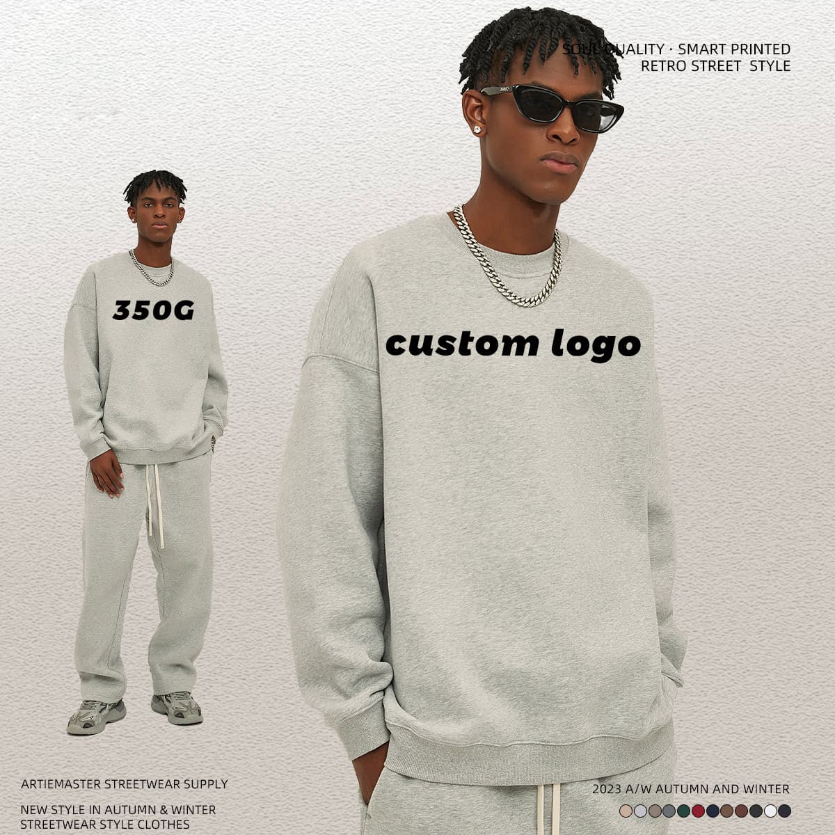 Oversized 350Gsm Cotton Fleece Sweatshirt thumbnail 4