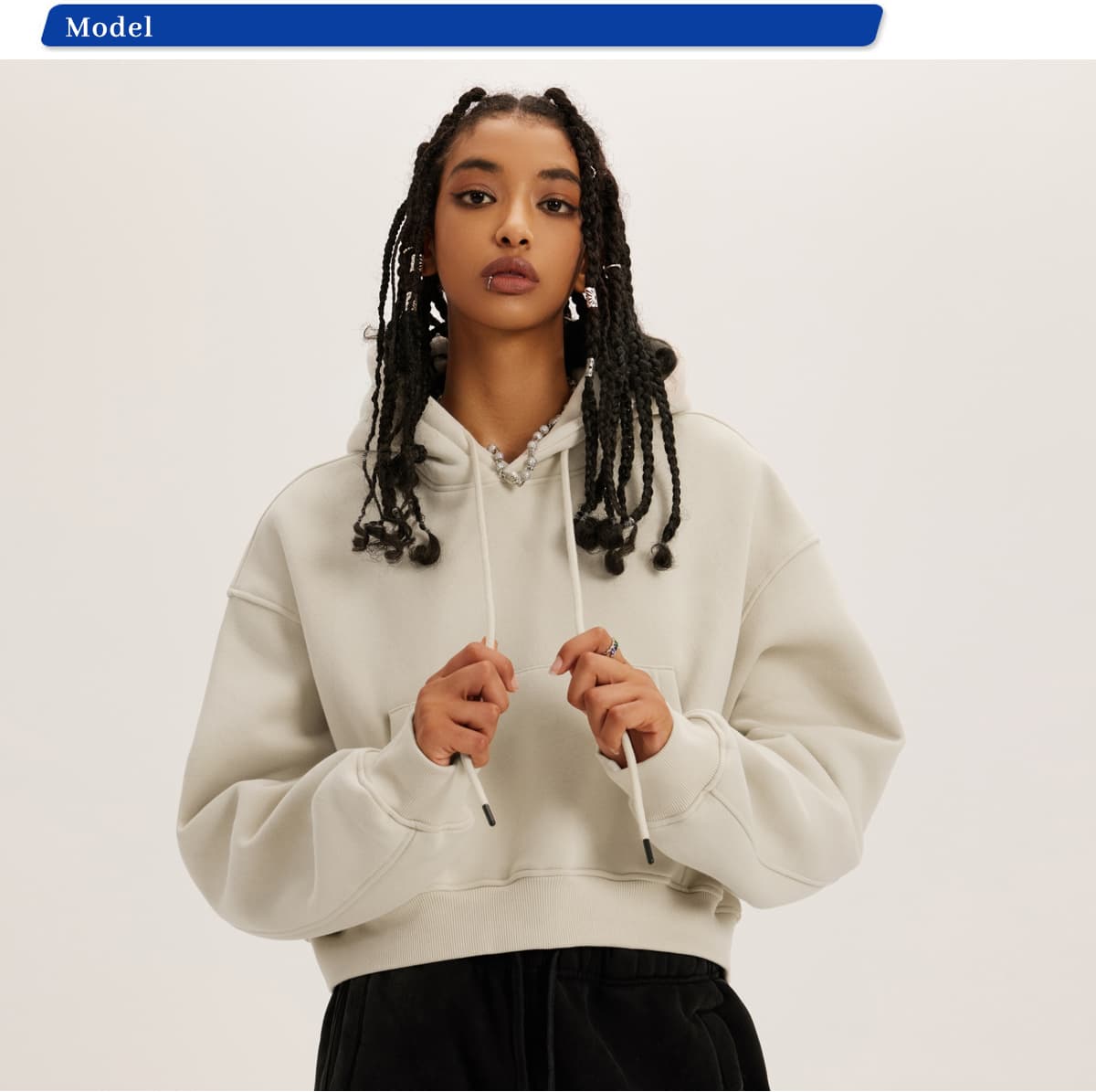 Heavy weight Fleece 345Gsm Cropped Hoodie – detail 9
