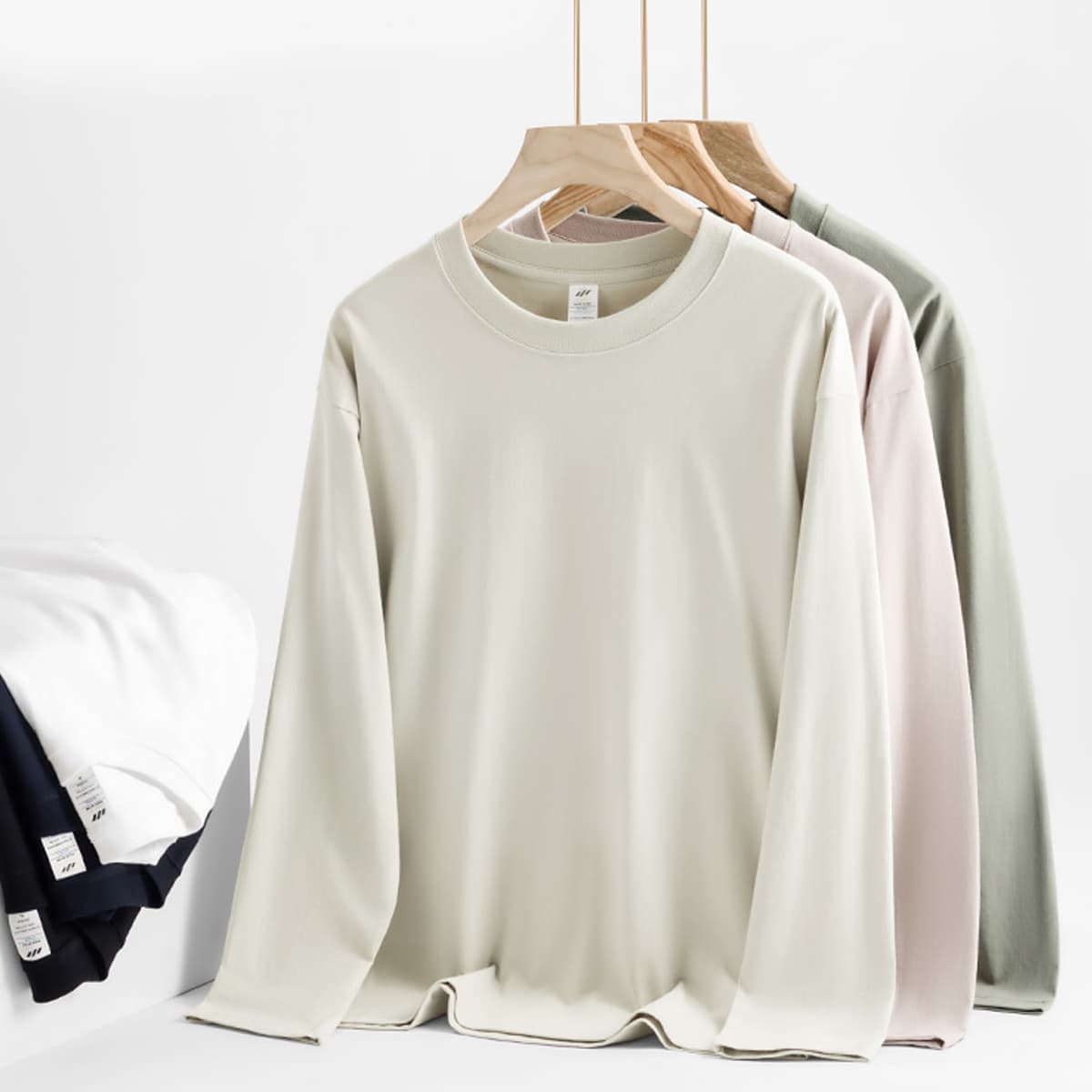 Solid 230Gsm Cotton Long Sleeve T-Shirt thumbnail 3