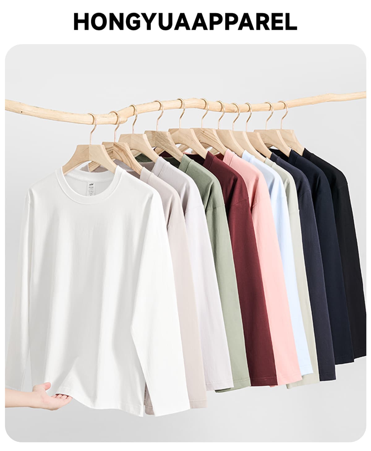 Solid 230Gsm Cotton Long Sleeve T-Shirt – detail 1