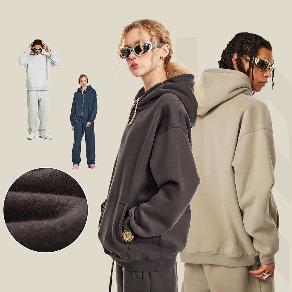 Oversized 345Gsm Fleece Basic Hoodie thumbnail 2