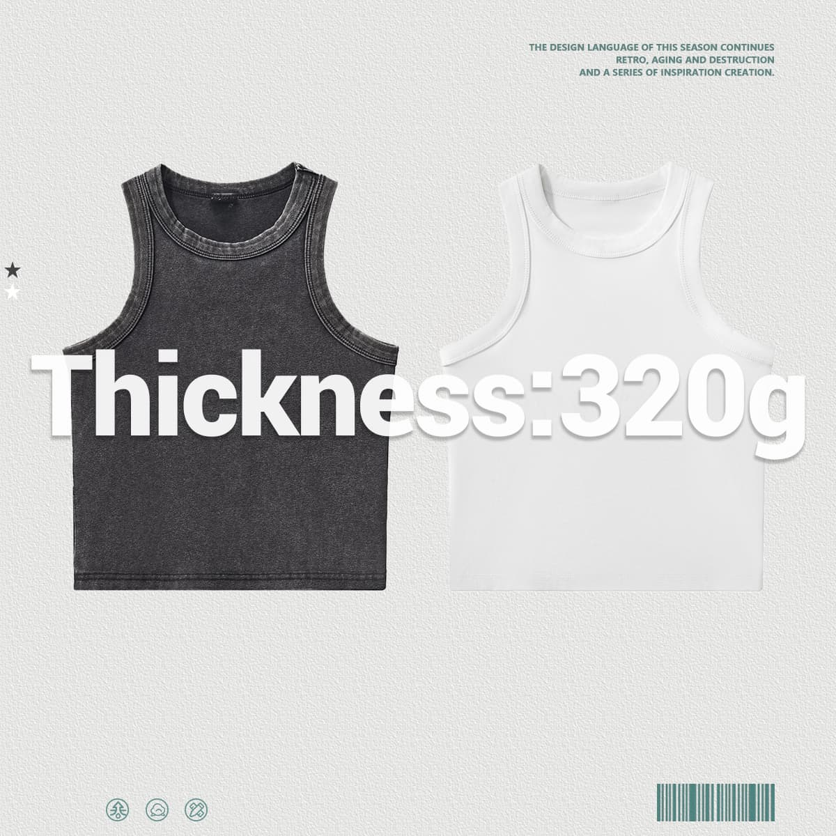 Acid Wash 320g Ribbing Y2k fit Vest for Women thumbnail 2