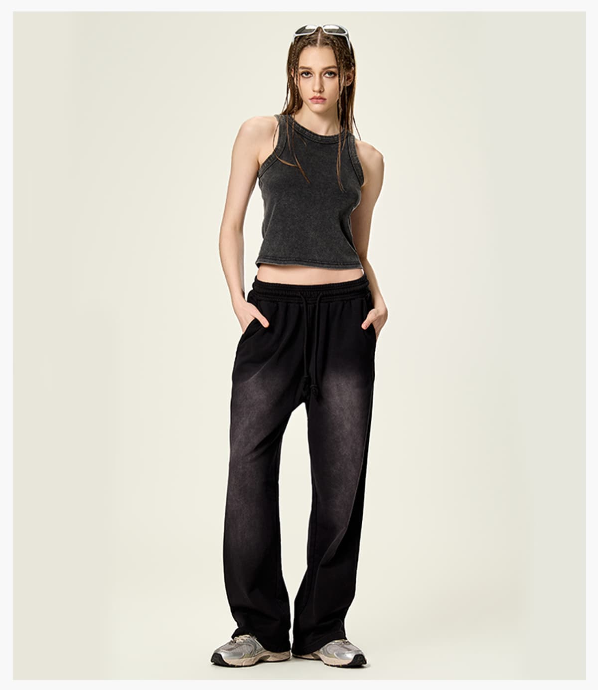 Acid Wash 320g Ribbing Y2k fit Vest for Women – detail 12