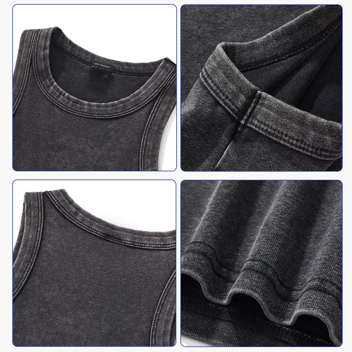 Acid Wash 320g Ribbing Y2k fit Vest for Women – detail 6