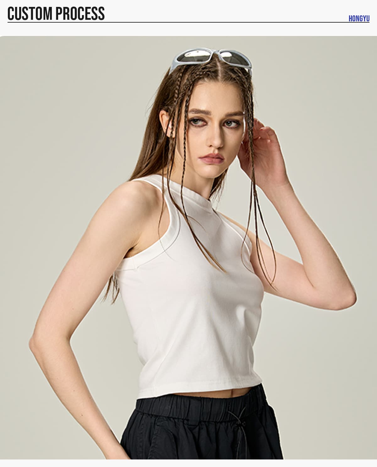 Acid Wash 320g Ribbing Y2k fit Vest for Women – detail 9