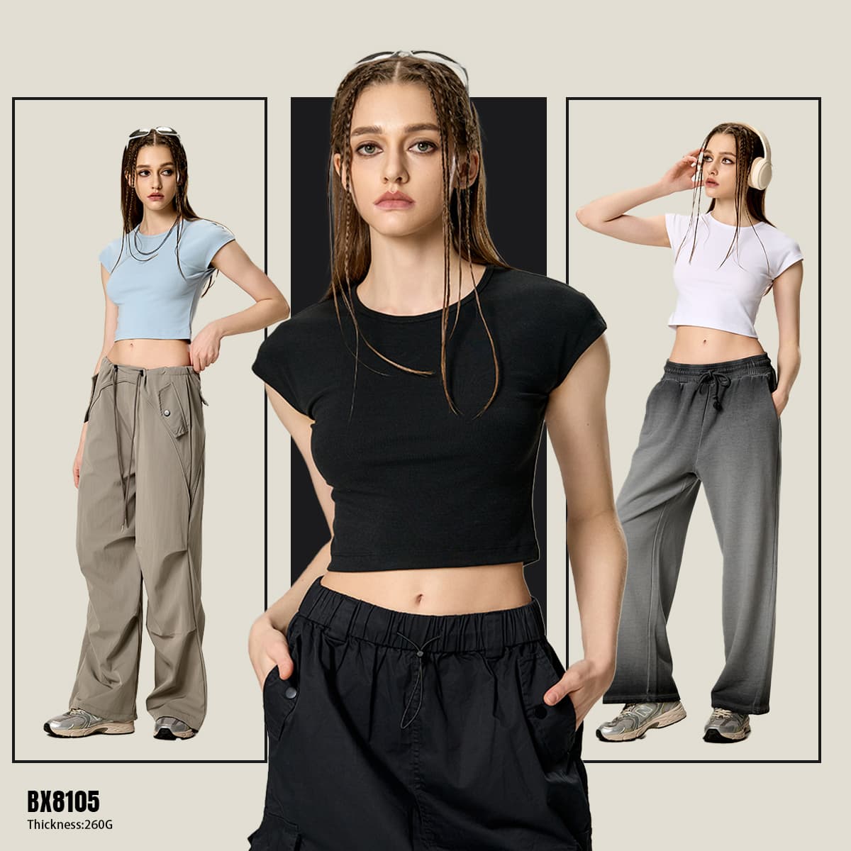 Rib 260gsm Stretch Crop Y2K Baby Tee thumbnail 2