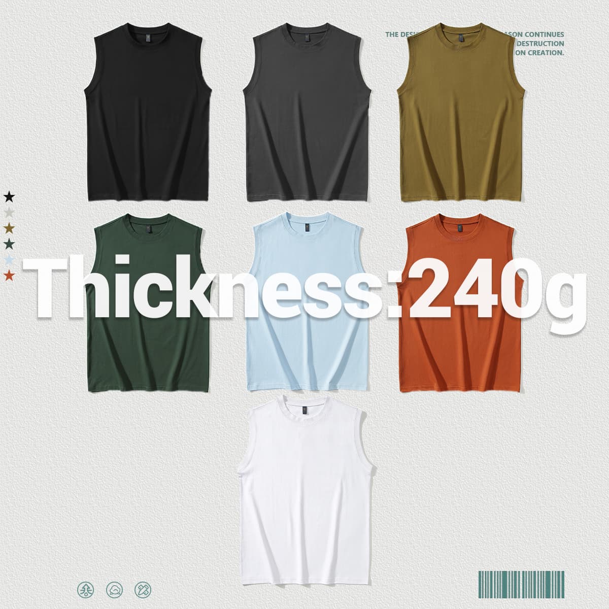Long-Staple 240Gsm Cotton Unisex Vest thumbnail 4