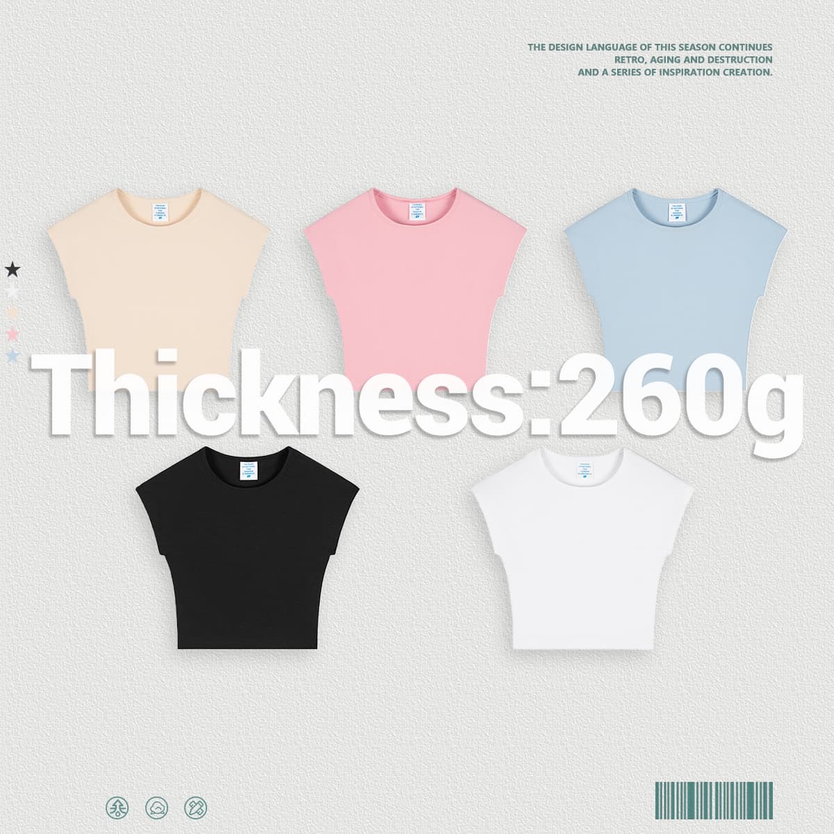 Rib 260gsm Stretch Crop Y2K Baby Tee thumbnail 4