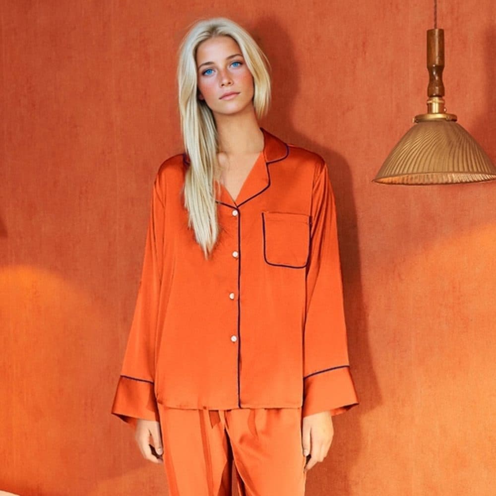 Silk Elegant Long Sleeve Pajama Set thumbnail 2