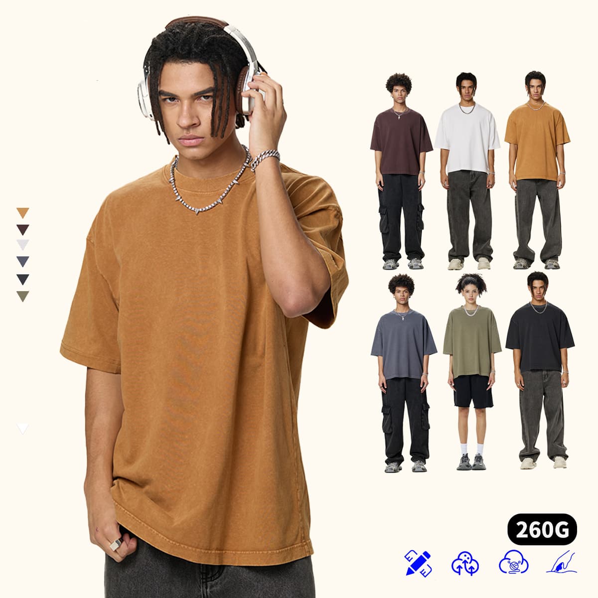 Cotton 260gsm Light Wash Oversized Boxy T-Shirt