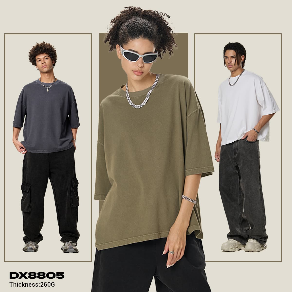 Cotton 260gsm Light Wash Oversized Boxy T-Shirt thumbnail 2