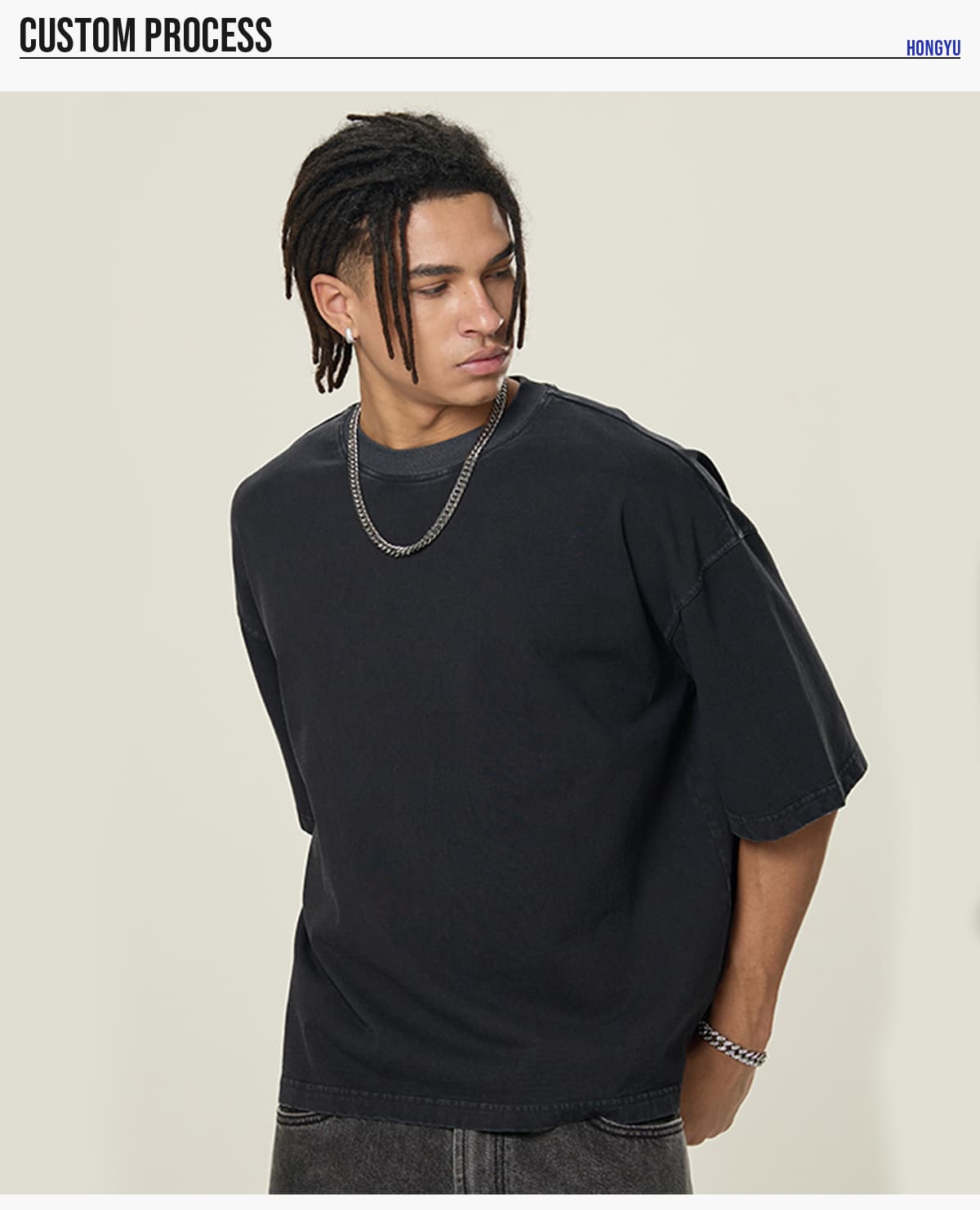 Cotton 260gsm Light Wash Oversized Boxy T-Shirt – detail 8