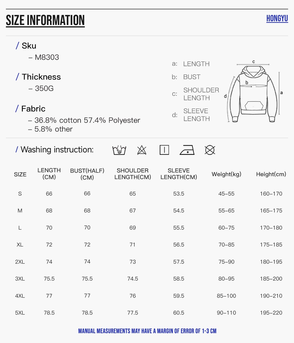 Fleece 350Gsm Unisex Oversized Hoodie S-5XL – detail 2