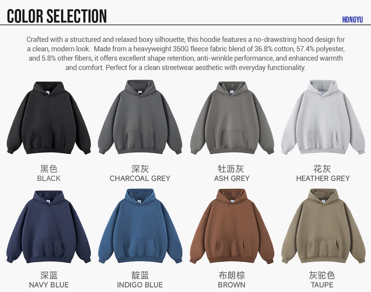 Fleece 350Gsm Unisex Oversized Hoodie S-5XL – detail 3