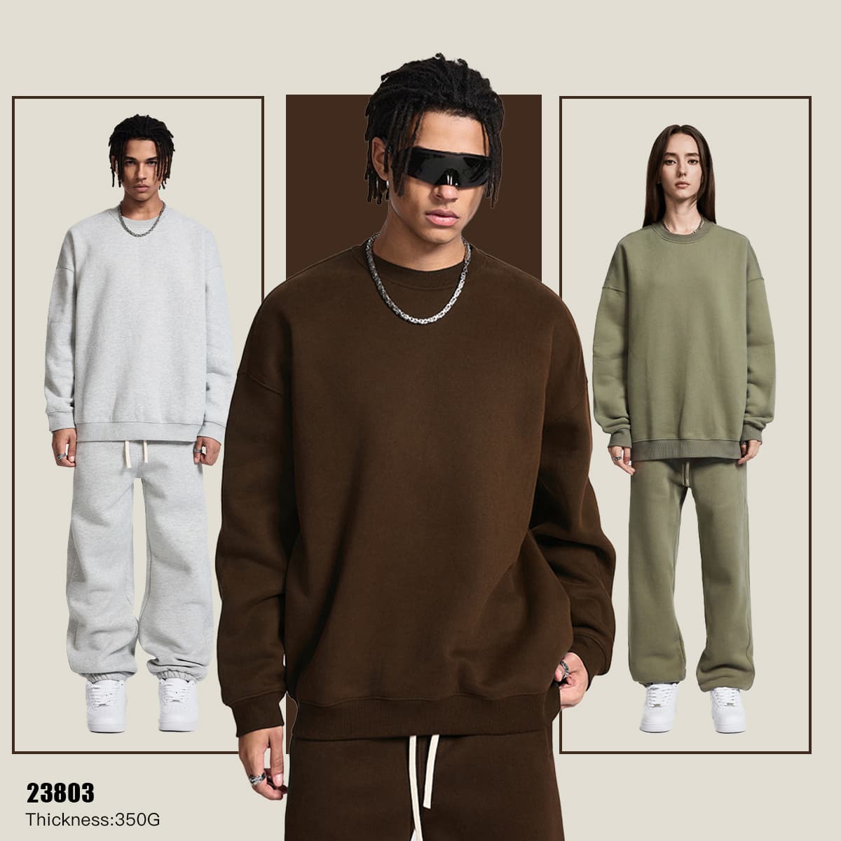 Fleece 350Gsm Overszied Crewneck Sweatshirt thumbnail 2