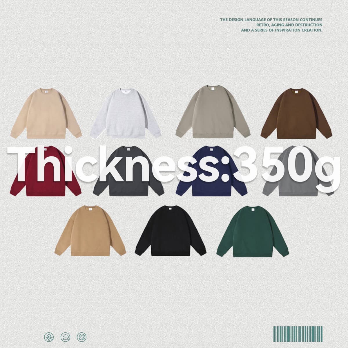 Fleece 350Gsm Overszied Crewneck Sweatshirt thumbnail 3