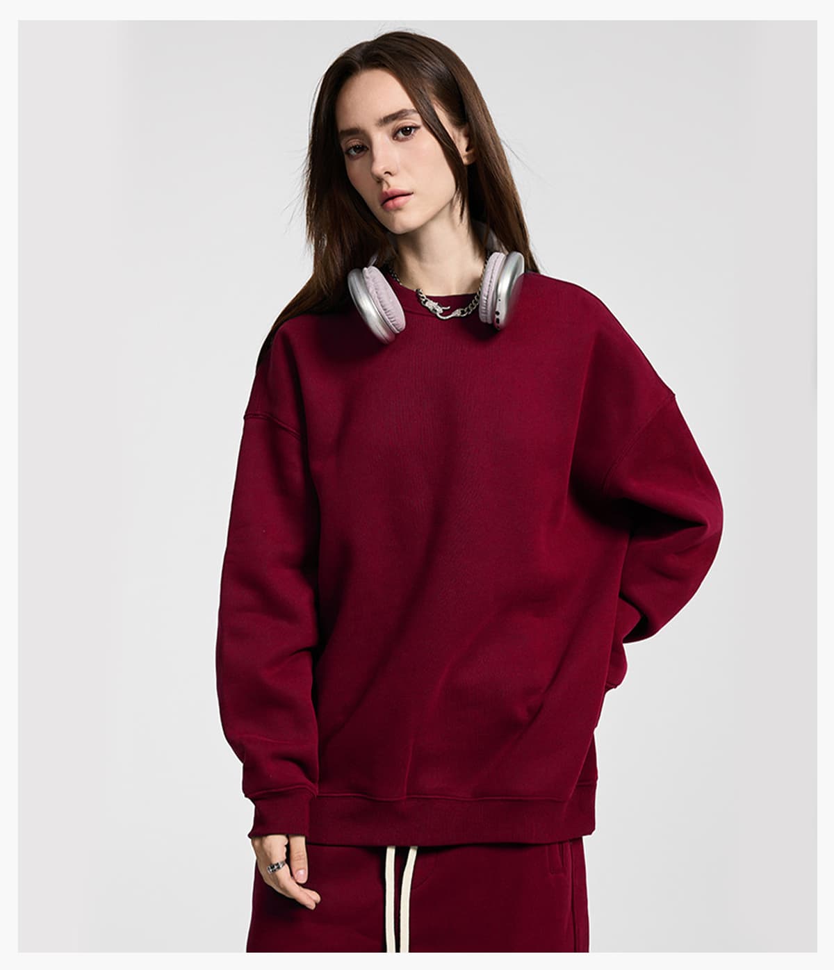 Fleece 350Gsm Overszied Crewneck Sweatshirt – detail 12