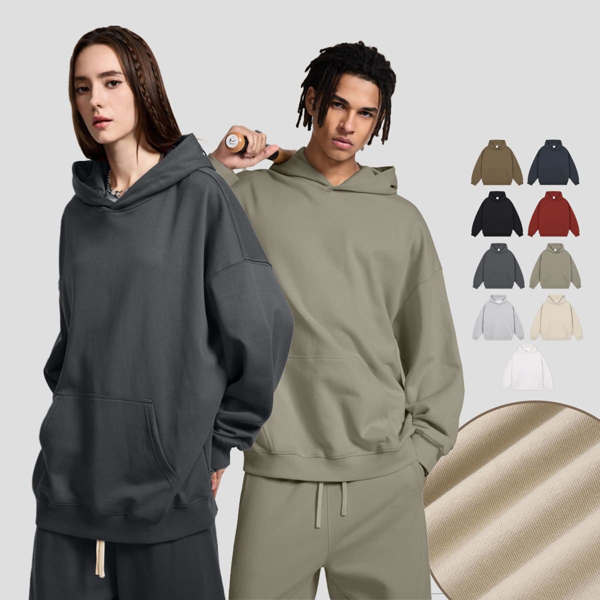 Heavy 400Gsm Terry Oversized Unisex Hoodie thumbnail 2
