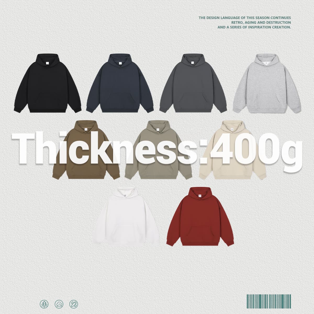 Heavy 400Gsm Terry Oversized Unisex Hoodie thumbnail 3