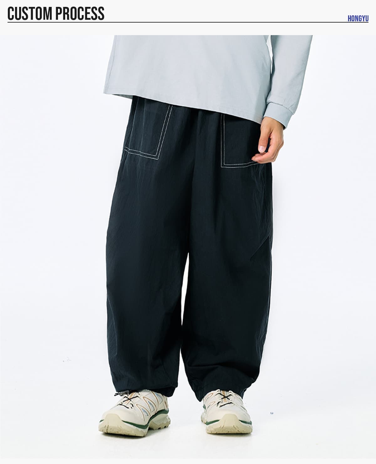 Casual Wide-Leg Woven Trousers For Kids – detail 8