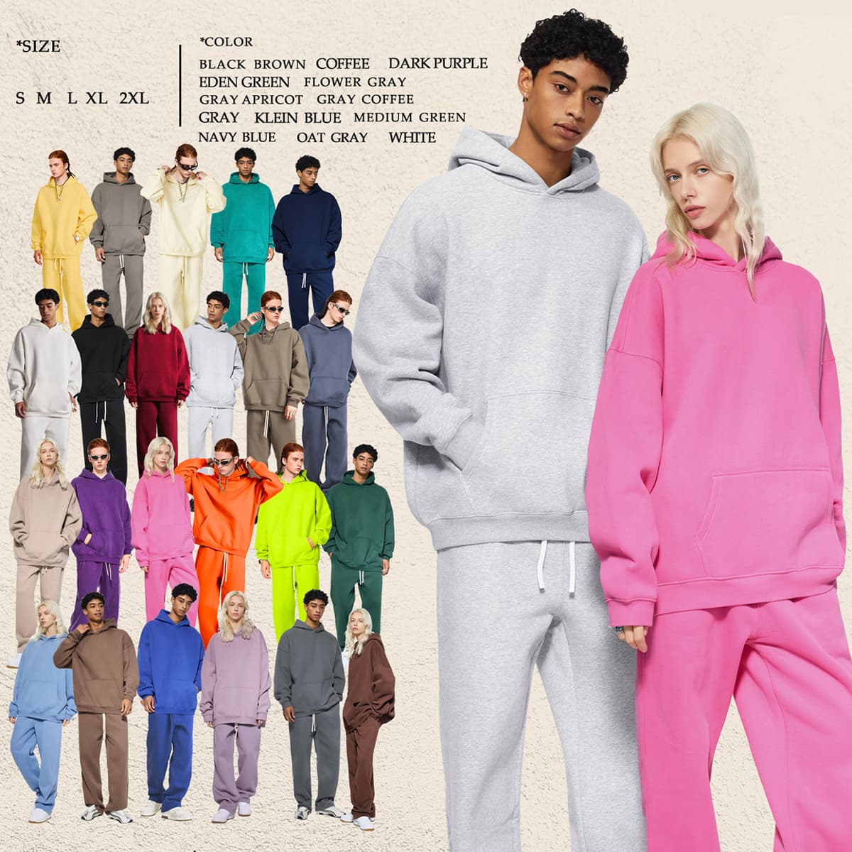 Oversized Heavy 350Gsm Fleece Basic Hoodie