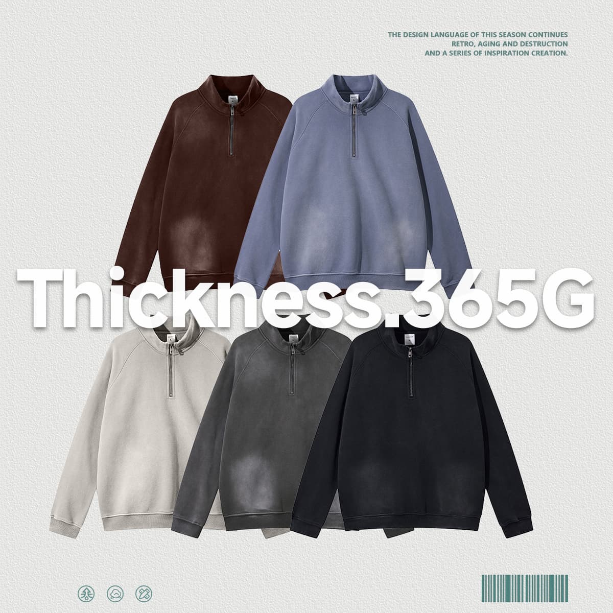 Fleece 365gsm Quater Zipper Spary Wash Sweatshirt thumbnail 3