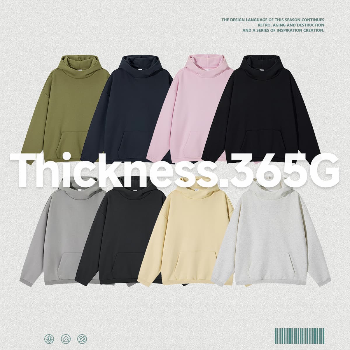 Oversized Polar Fleece 365gsm High-Neck Hoodie thumbnail 3