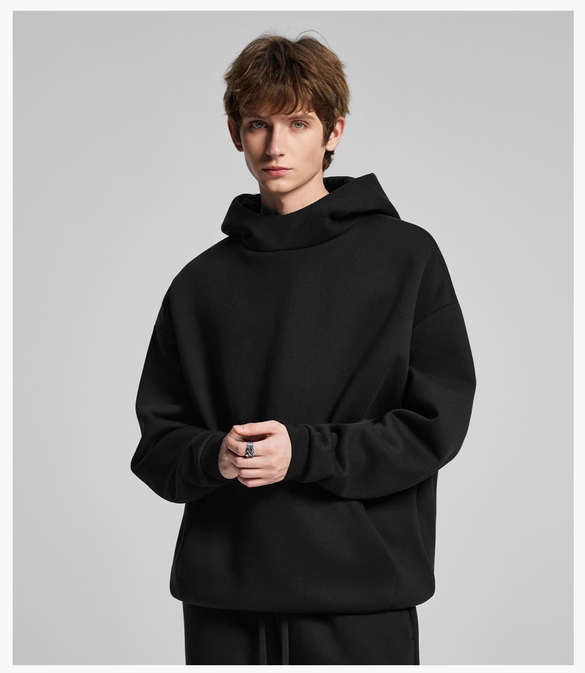 Oversized Polar Fleece 365gsm High-Neck Hoodie – detail 10