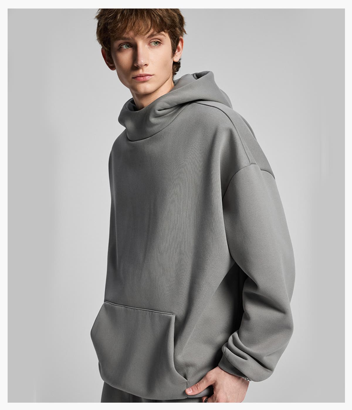 Oversized Polar Fleece 365gsm High-Neck Hoodie – detail 11