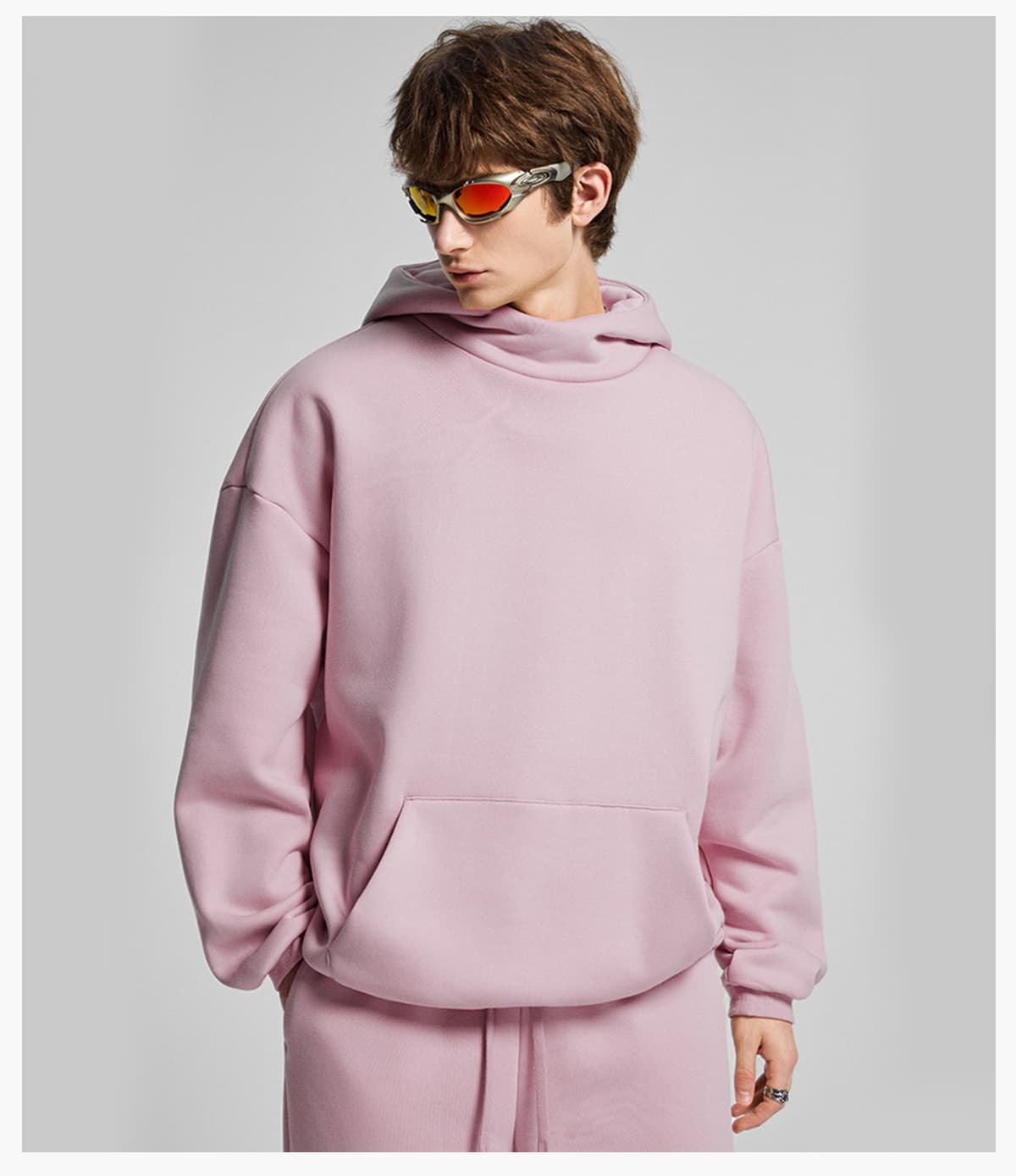 Oversized Polar Fleece 365gsm High-Neck Hoodie – detail 12