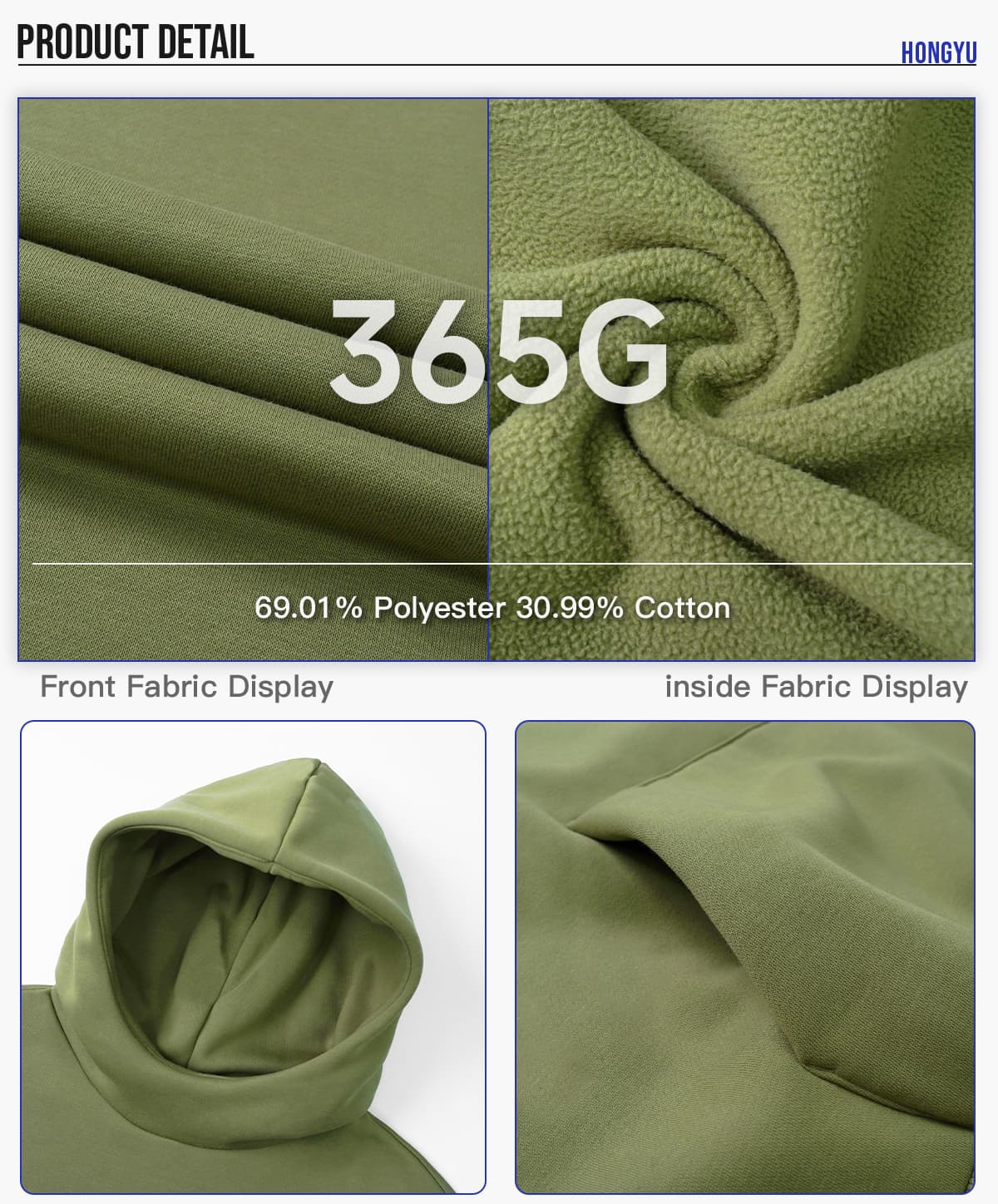 Oversized Polar Fleece 365gsm High-Neck Hoodie – detail 5