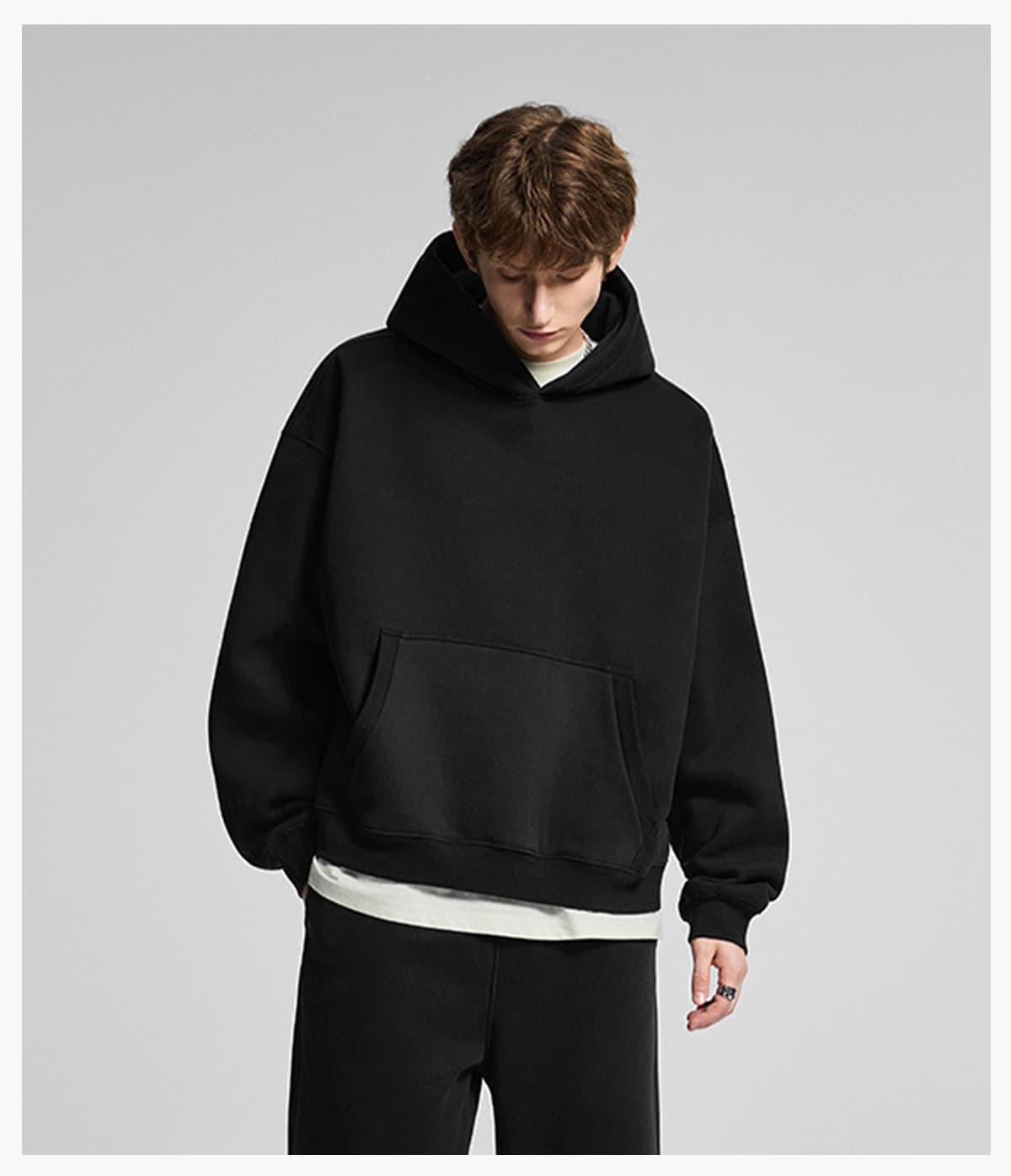 Heavy 345Gsm Fleece Oversized Boxy fit Hoodie – detail 10