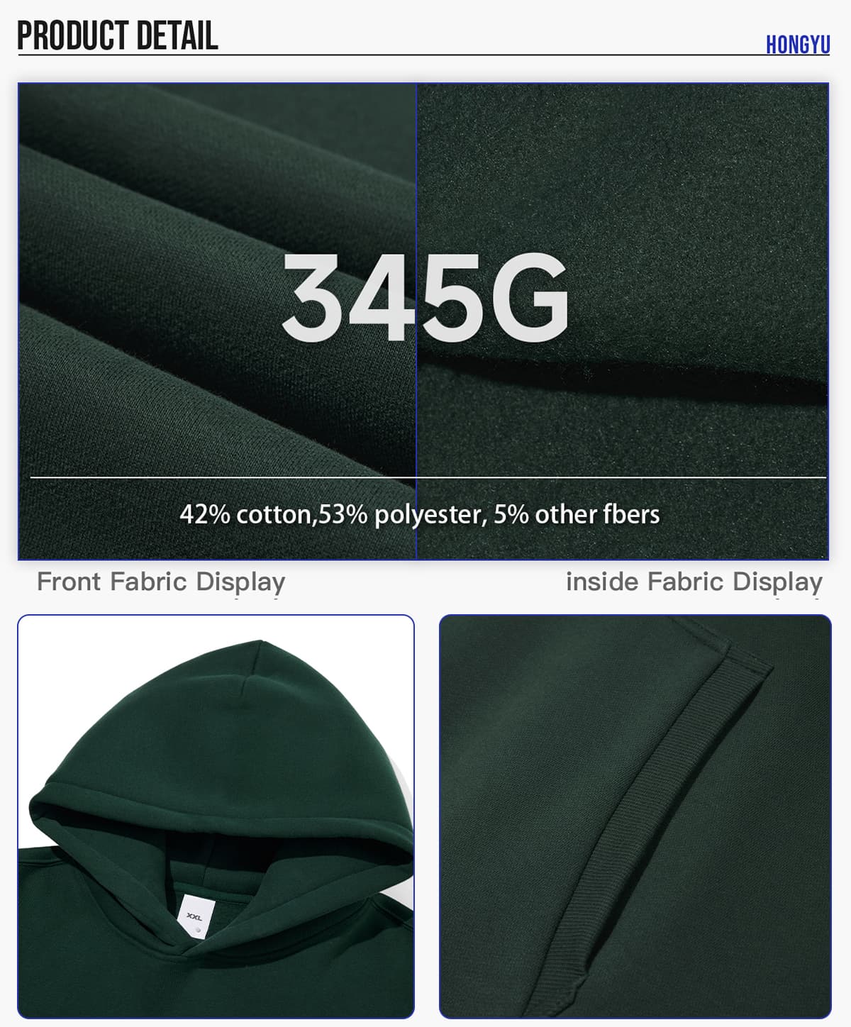 Heavy 345Gsm Fleece Oversized Boxy fit Hoodie – detail 5
