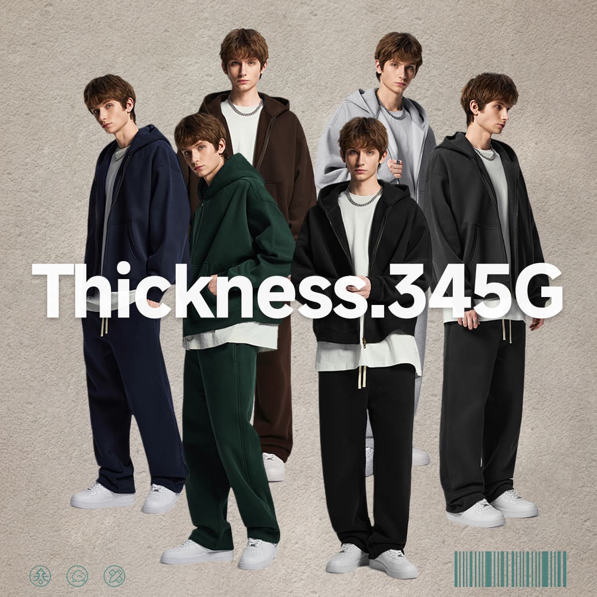 Fleece 345Gsm Oversized Zip-Up Boxy Fit Hoodie