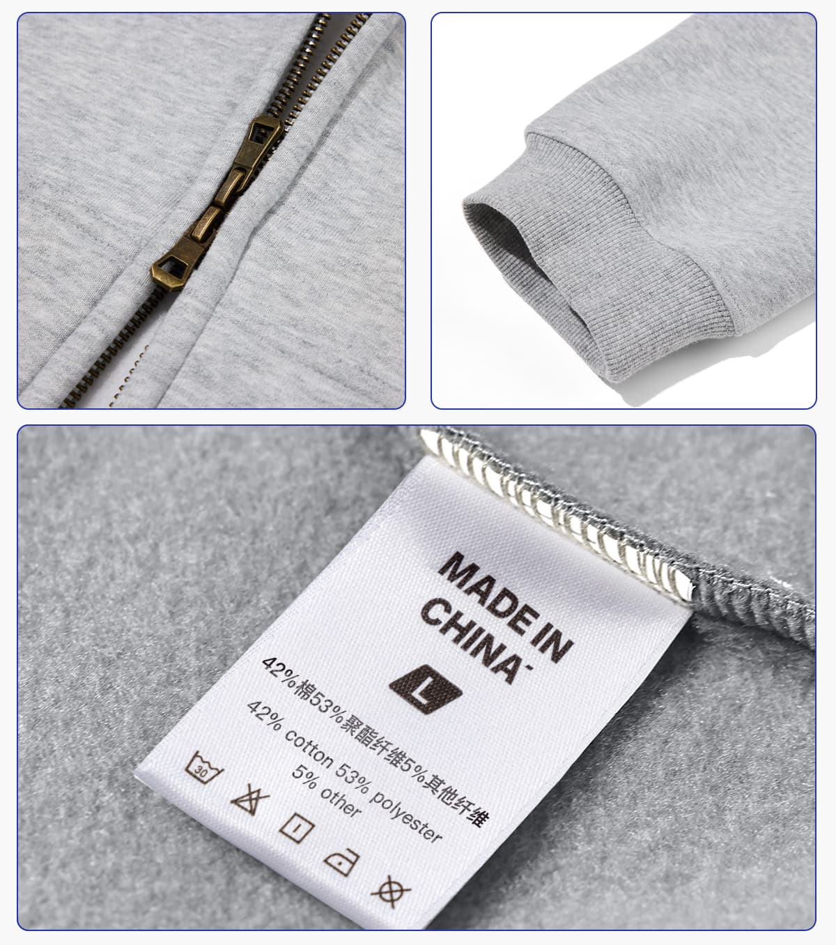 Fleece 345Gsm Oversized Zip-Up Boxy Fit Hoodie – detail 6