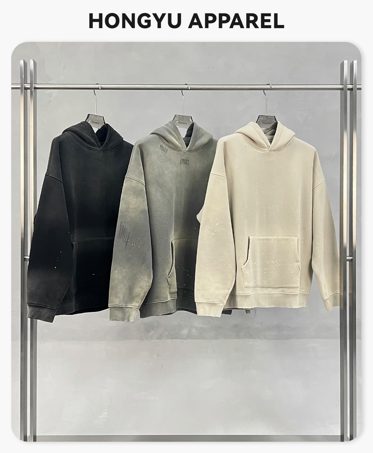 Fleece 360Gsm Spray-Dye Distressed Wash Hoodie – detail 1
