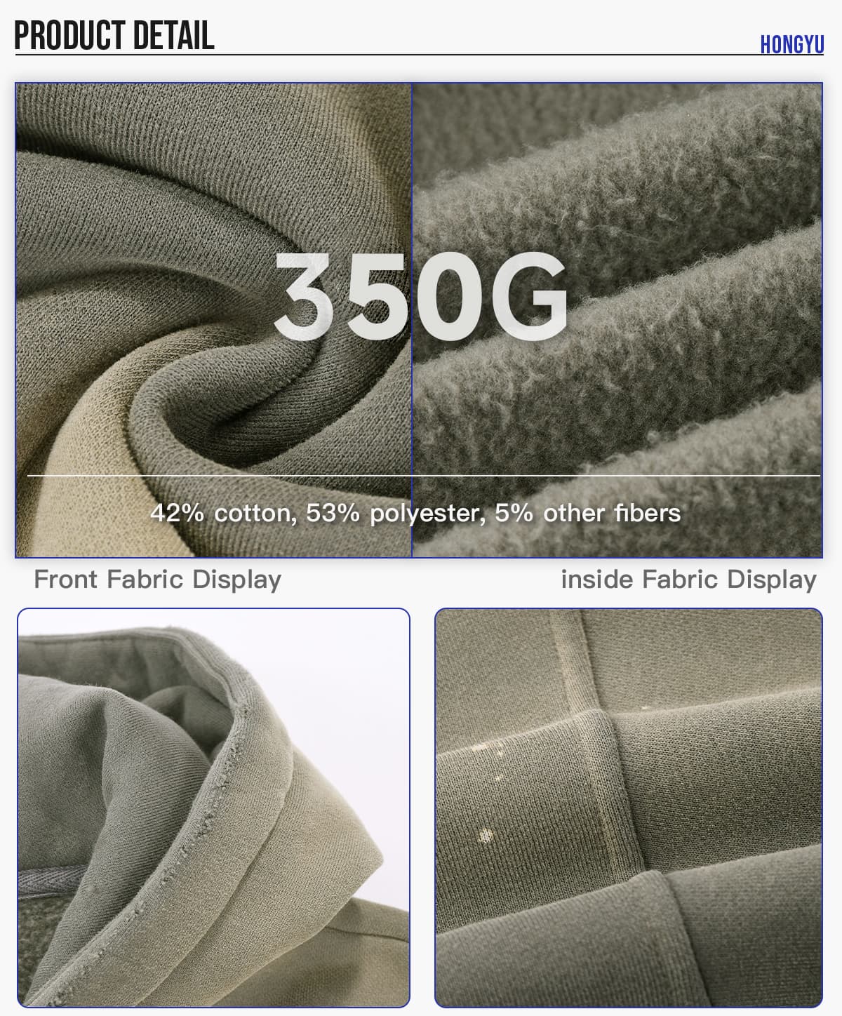 Fleece 360Gsm Spray-Dye Distressed Wash Hoodie – detail 4