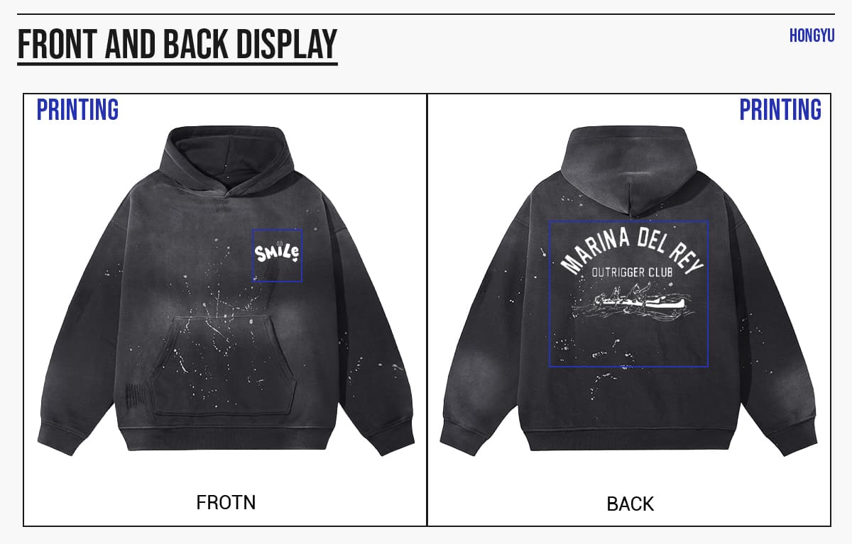 Fleece 360Gsm Spray-Dye Distressed Wash Hoodie – detail 6
