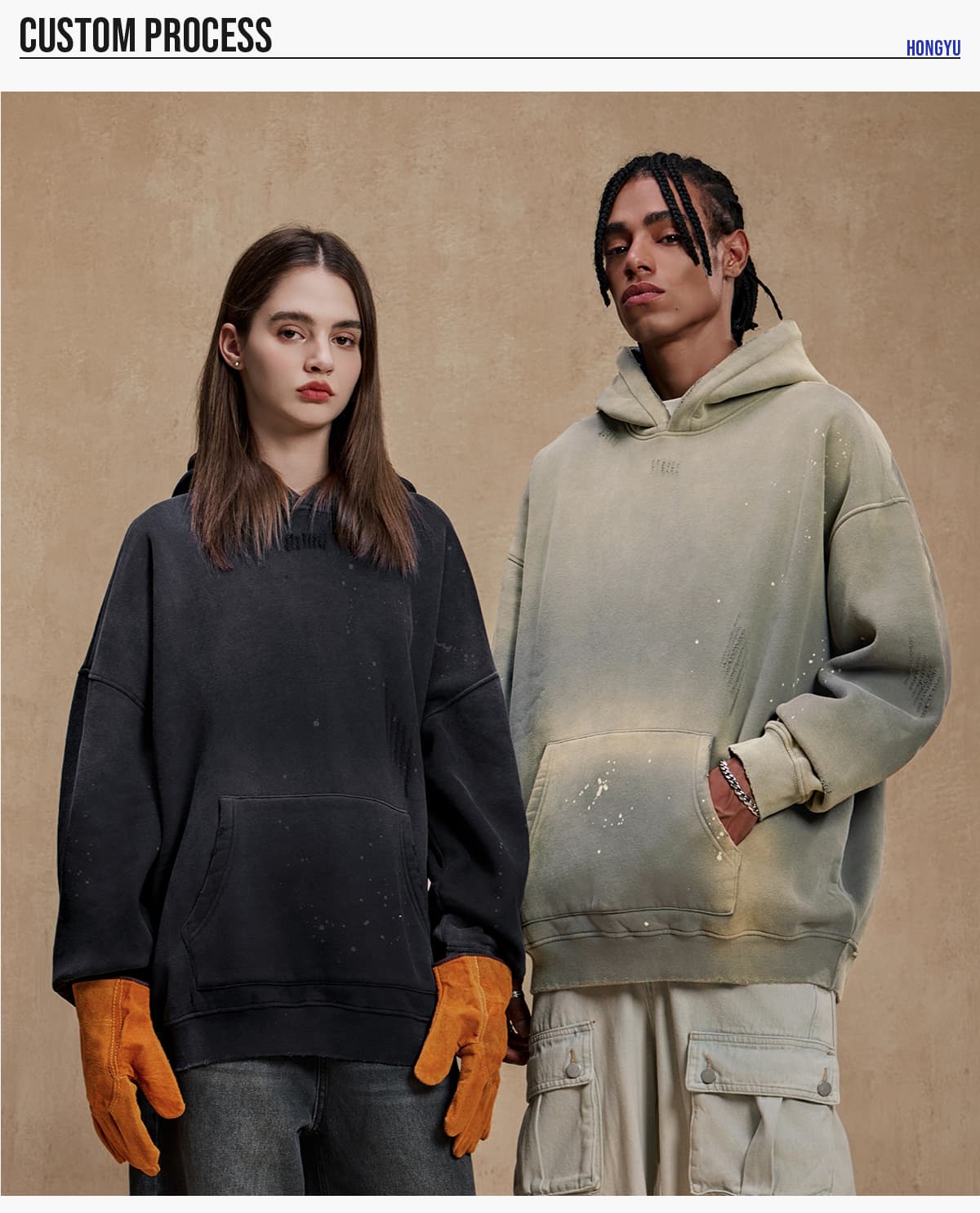Fleece 360Gsm Spray-Dye Distressed Wash Hoodie – detail 7