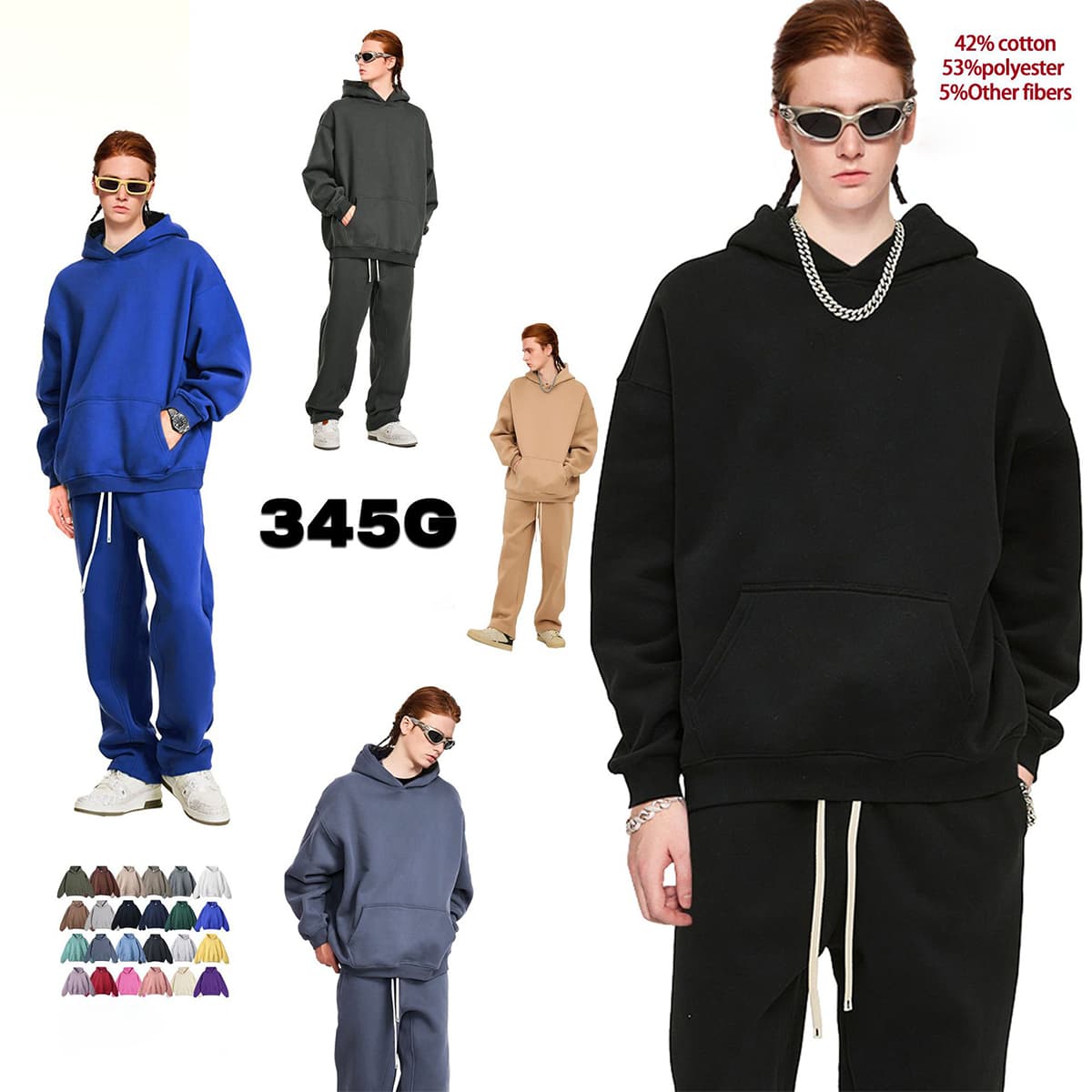 Oversized Heavy 350Gsm Fleece Zip Hoodie thumbnail 2