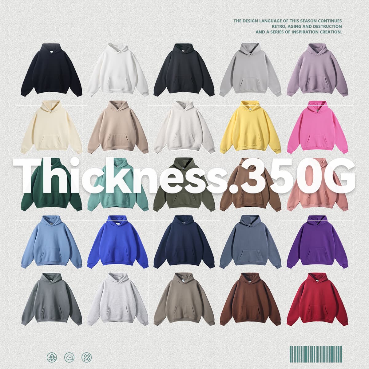 Oversized Heavy 350Gsm Fleece Basic Hoodie thumbnail 2