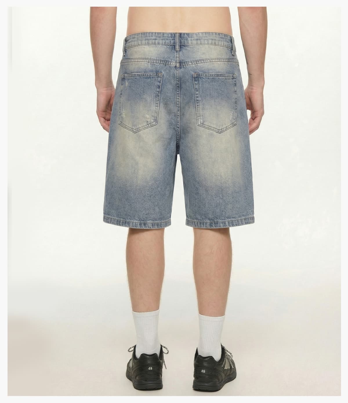 Heavy385g Distressed Wide-Leg Denim Shorts – detail 9