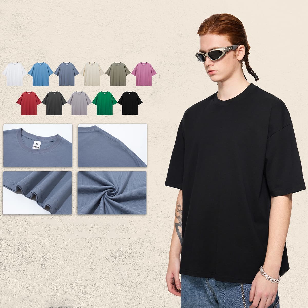 Lightweight 190GSM 20s 100% Cotton Oversized T-shirt