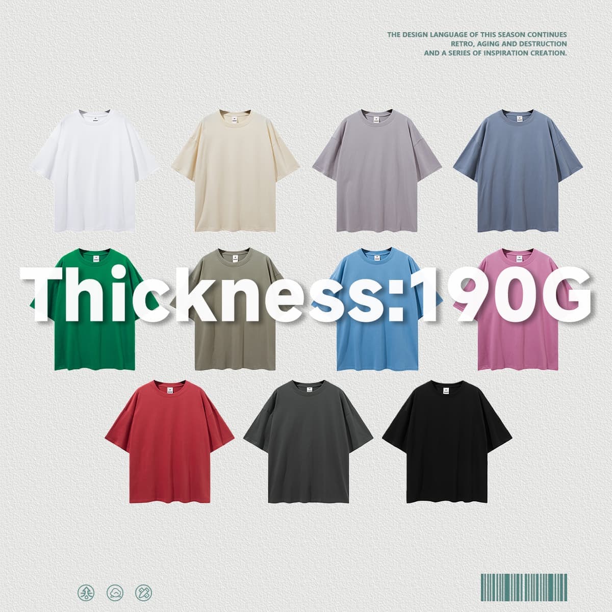 Lightweight 190GSM 20s 100% Cotton Oversized T-shirt thumbnail 3