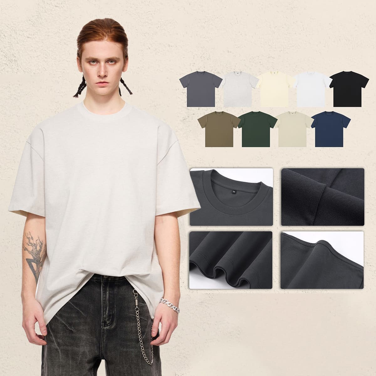 Heavy 305Gsm 7A Antibacterial Cotton Oversized T-Shirt