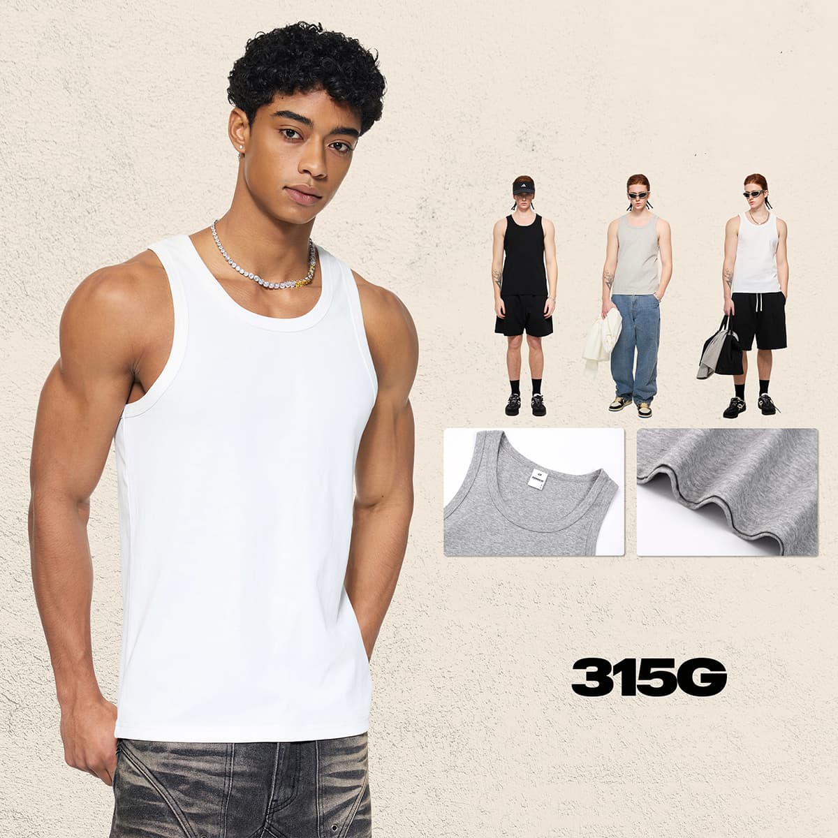 Sporty 315g Fitted Racerback Tank Top For Men