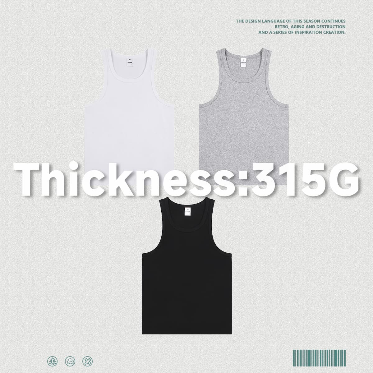 Sporty 315g Fitted Racerback Tank Top For Men thumbnail 3